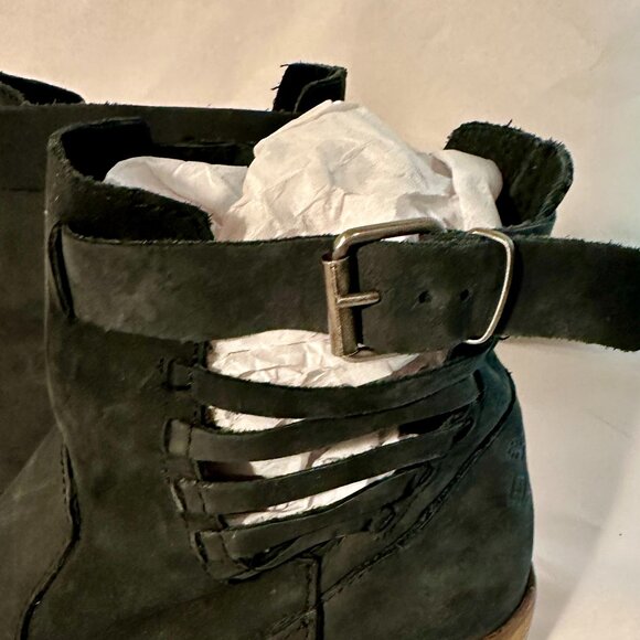 Coolway Women's Suede Ankle Booties Size 39 (8) Black Made In Spain Block Heel - Picture 4 of 15